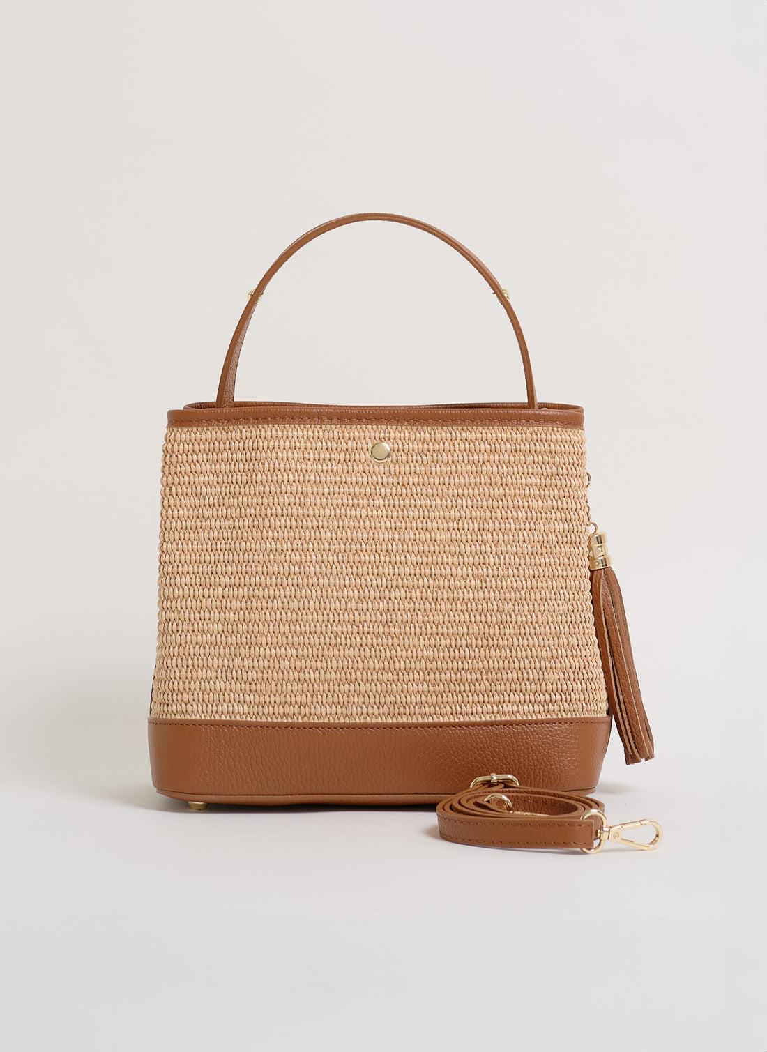 Borsa Kendy in pelle Dollaro e rafia Cuoio