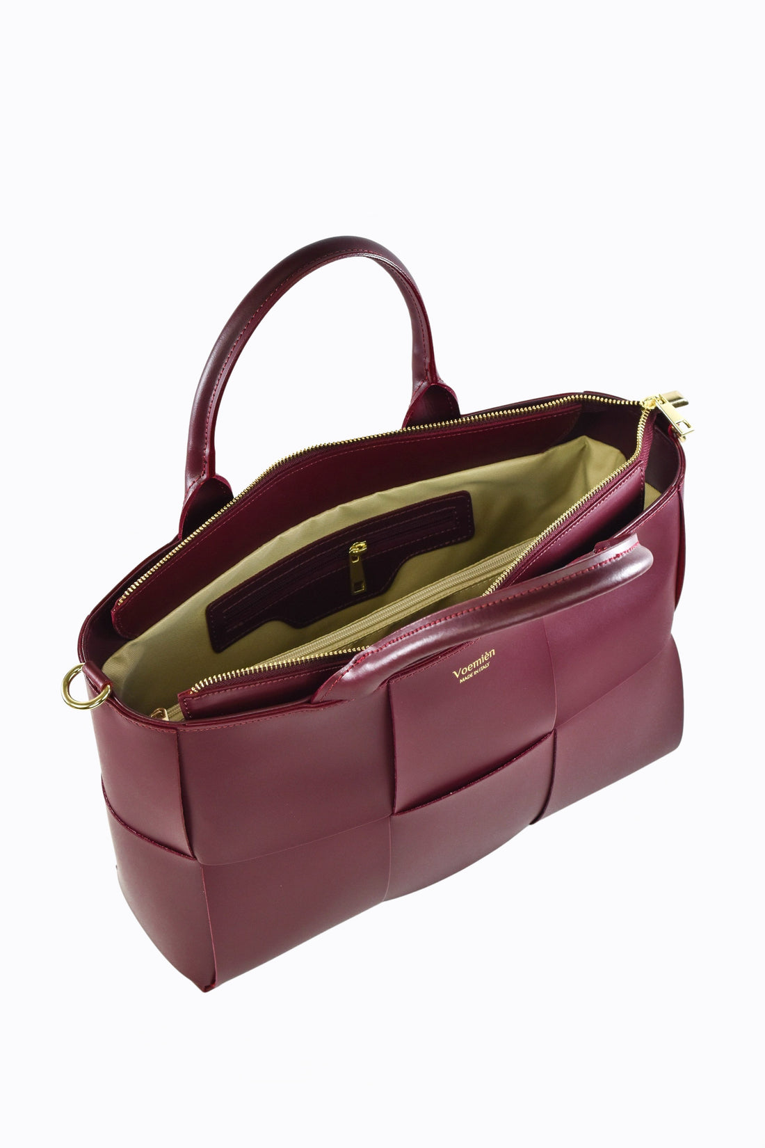 Borsa Lauren in pelle Spazzolata Borgogna