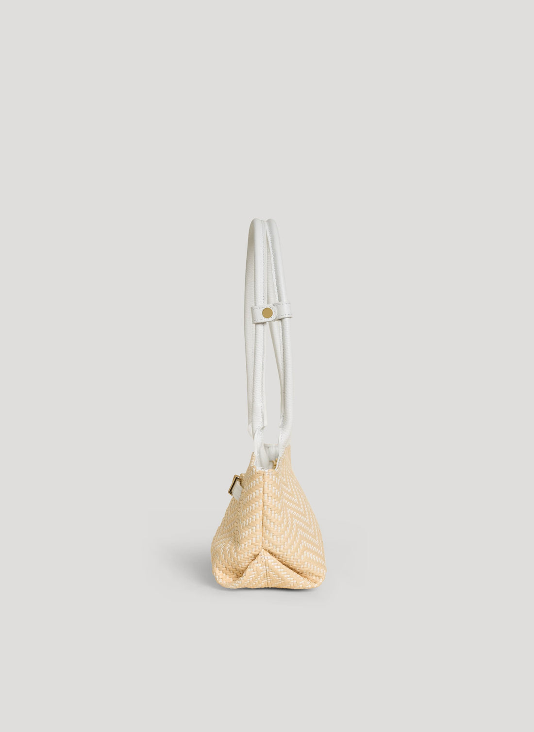 Borsa Lola in Pelle e Rafia Chevron Limited Edition Bianca - Voemièn