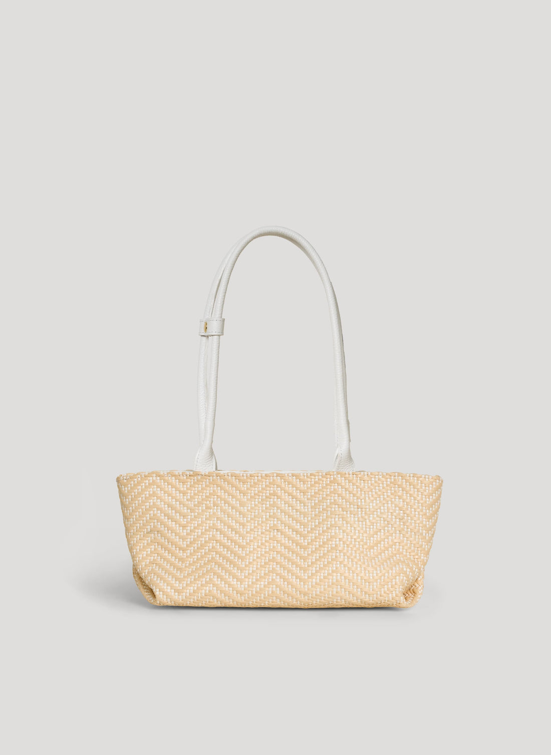Borsa Lola in Pelle e Rafia Chevron Limited Edition Bianca - Voemièn
