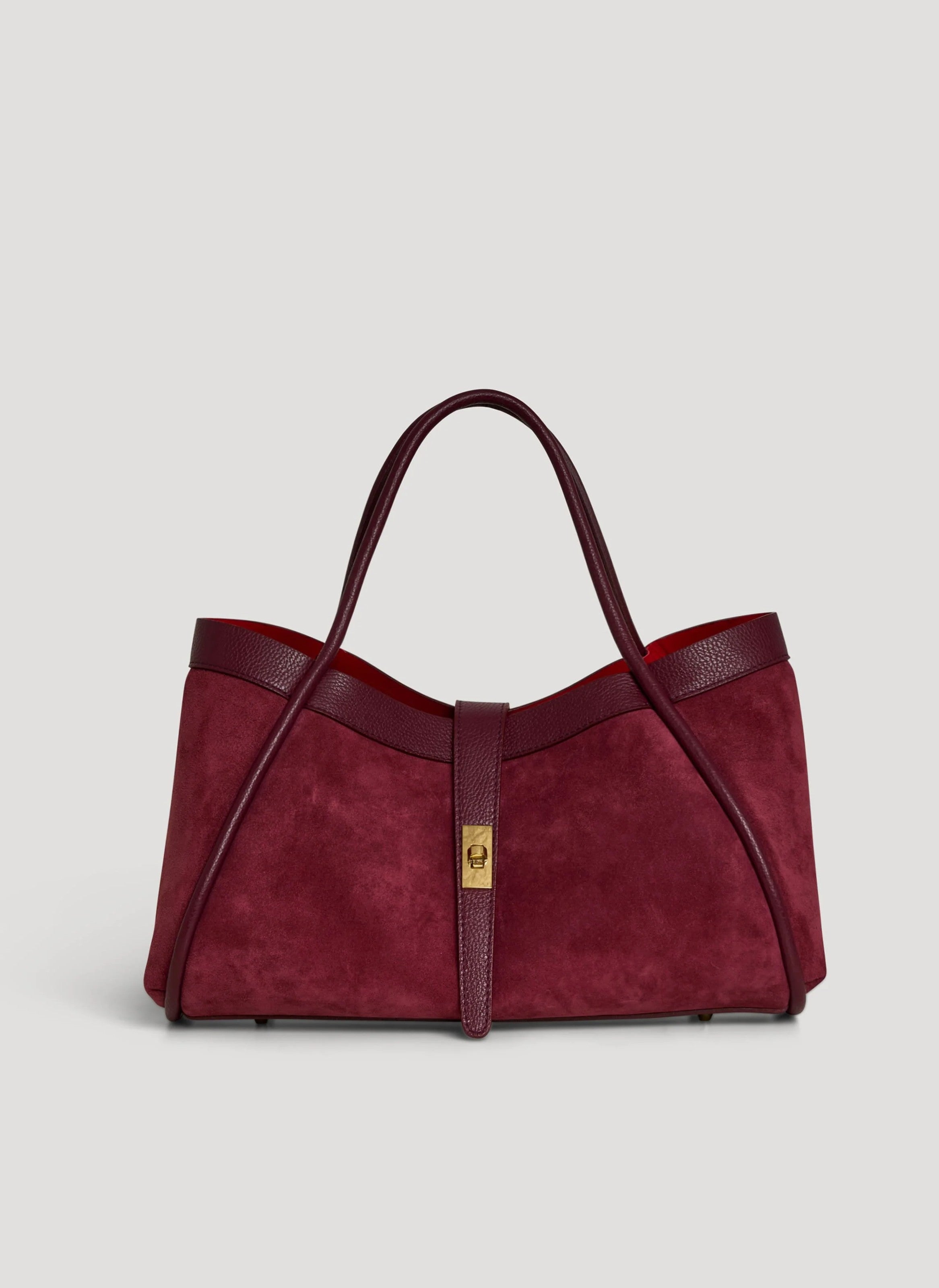 Borsa Mayfair in Camoscio e Pelle Togo Borgogna - Voemièn
