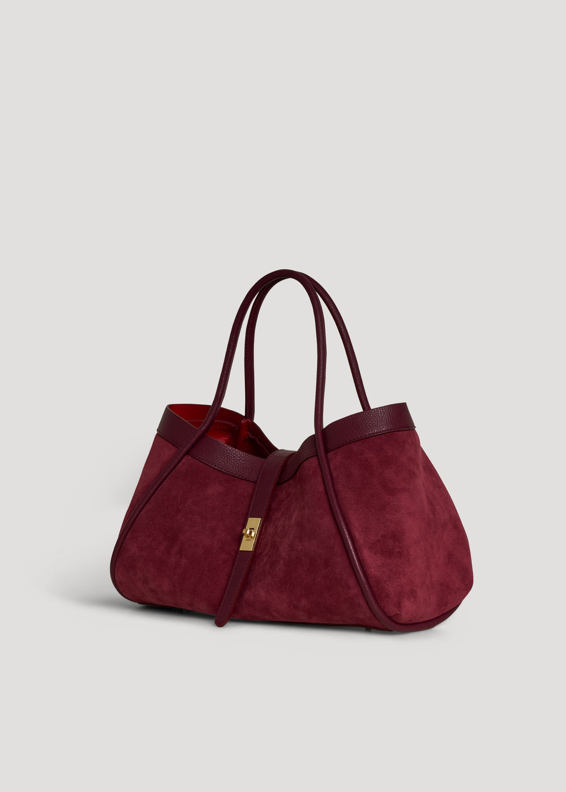 Borsa Mayfair in Camoscio e Pelle Togo Borgogna - Voemièn