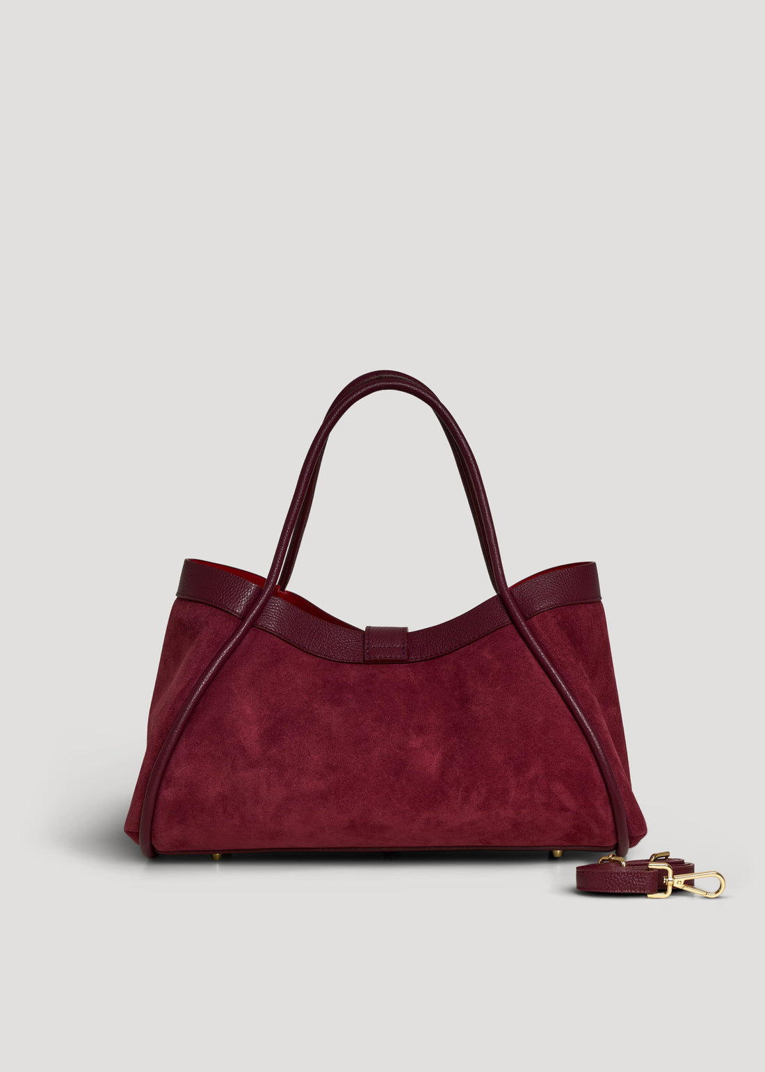 Borsa Mayfair in Camoscio e Pelle Togo Borgogna - Voemièn