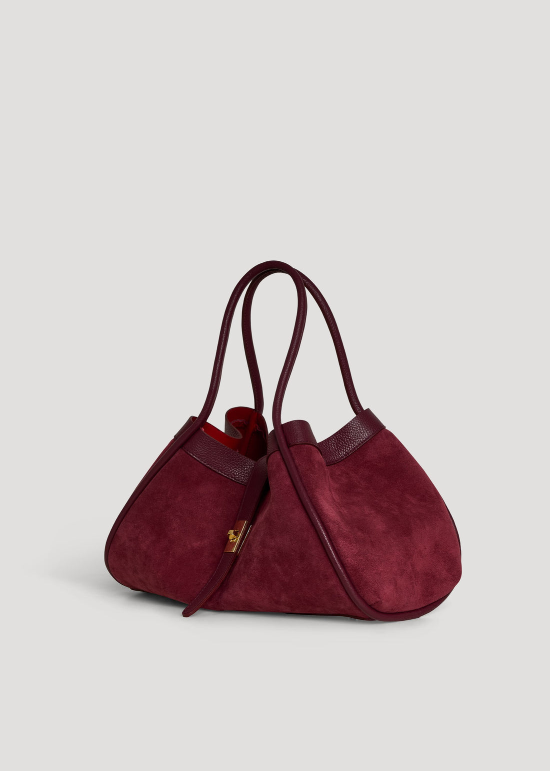 Borsa Mayfair in Camoscio e Pelle Togo Borgogna - Voemièn