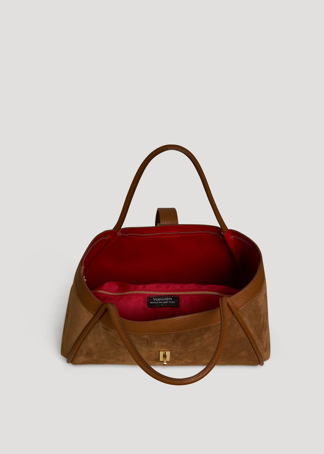 Borsa Mayfair in Camoscio e Pelle Togo Cuoio - Voemièn