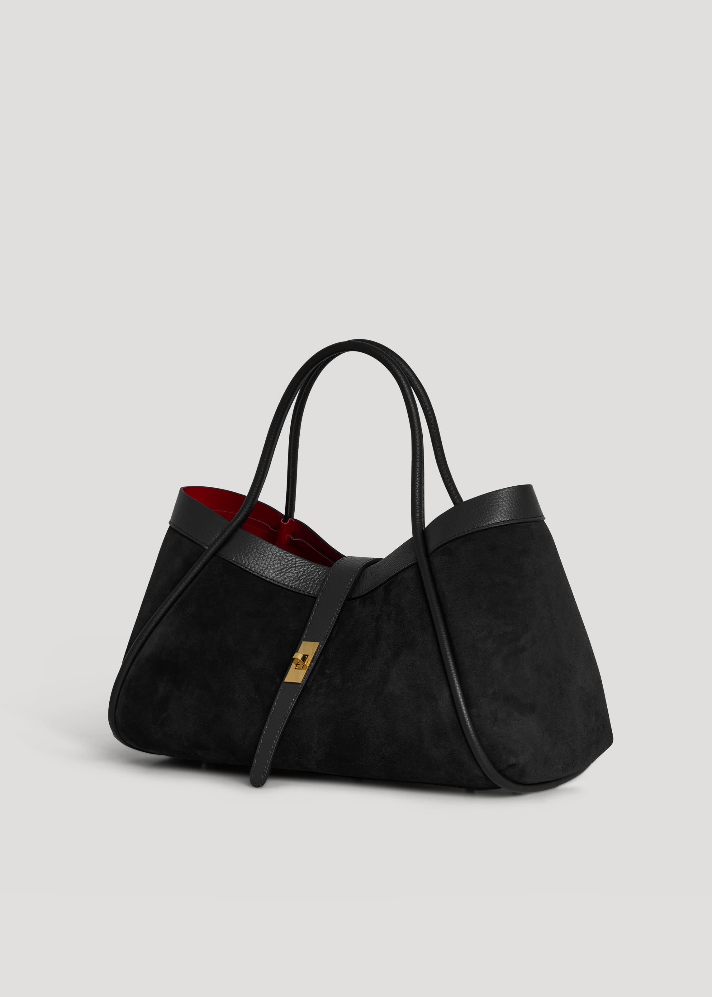Borsa Mayfair in Camoscio e Pelle Togo Nera - Voemièn