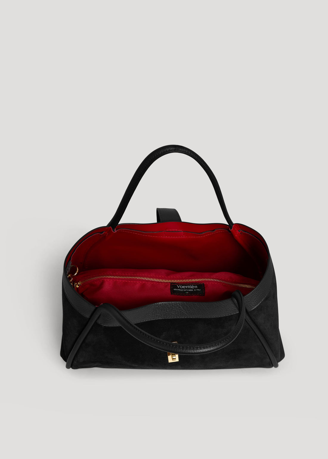 Borsa Mayfair in Camoscio e Pelle Togo Nera - Voemièn