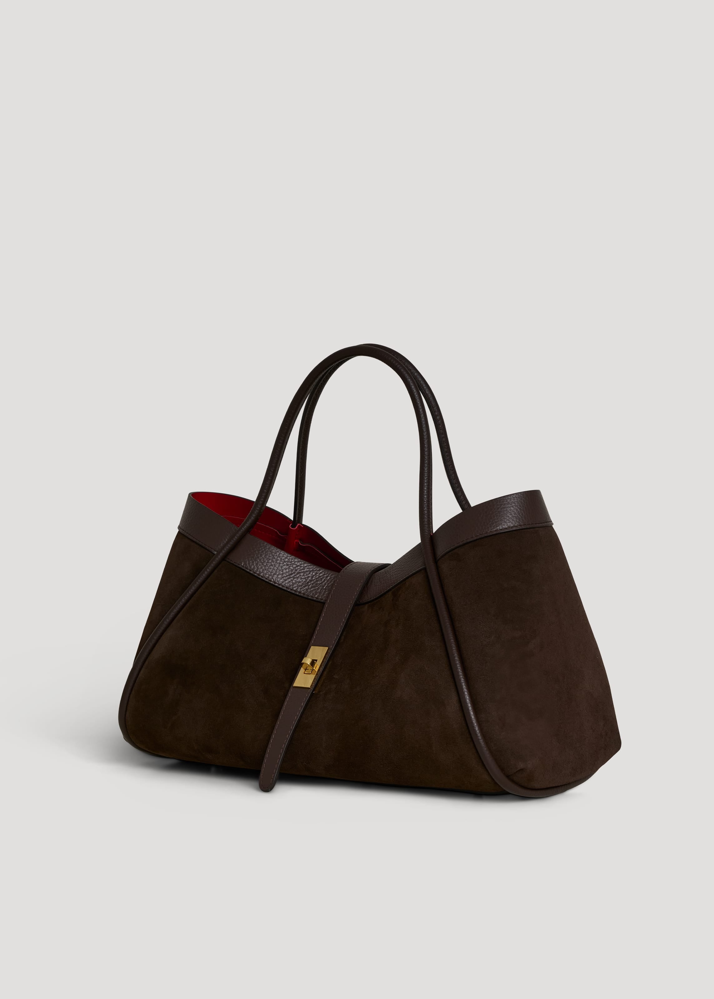 Borsa Mayfair in Camoscio e Pelle Togo Testa di moro - Voemièn