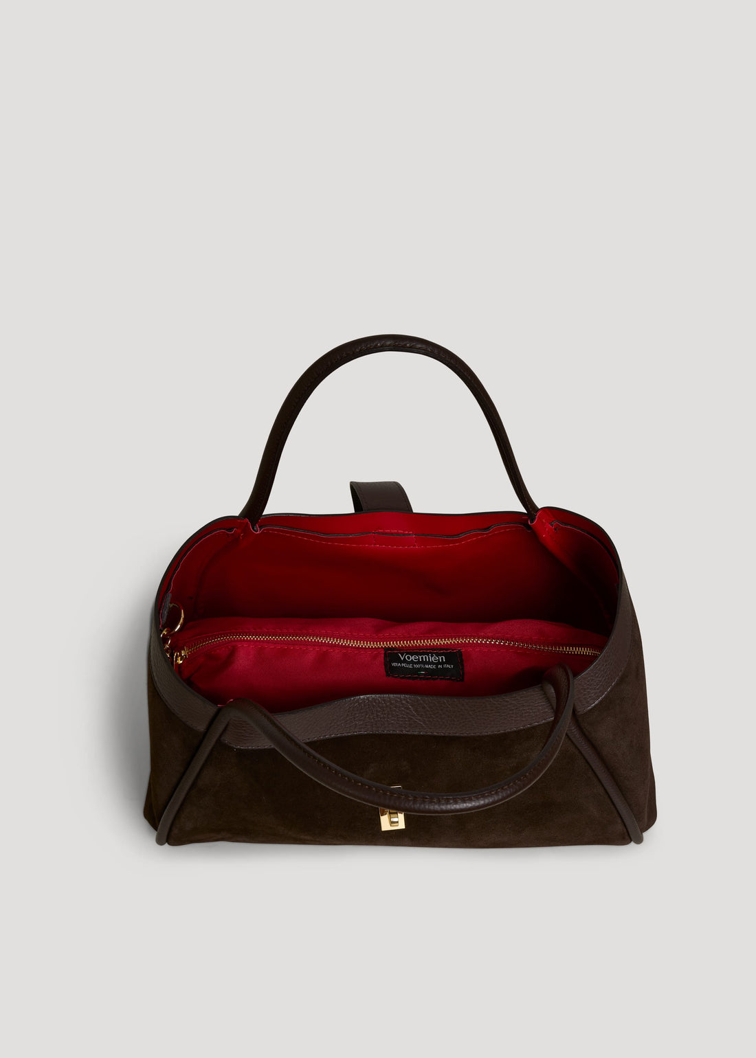 Borsa Mayfair in Camoscio e Pelle Togo Testa di moro - Voemièn