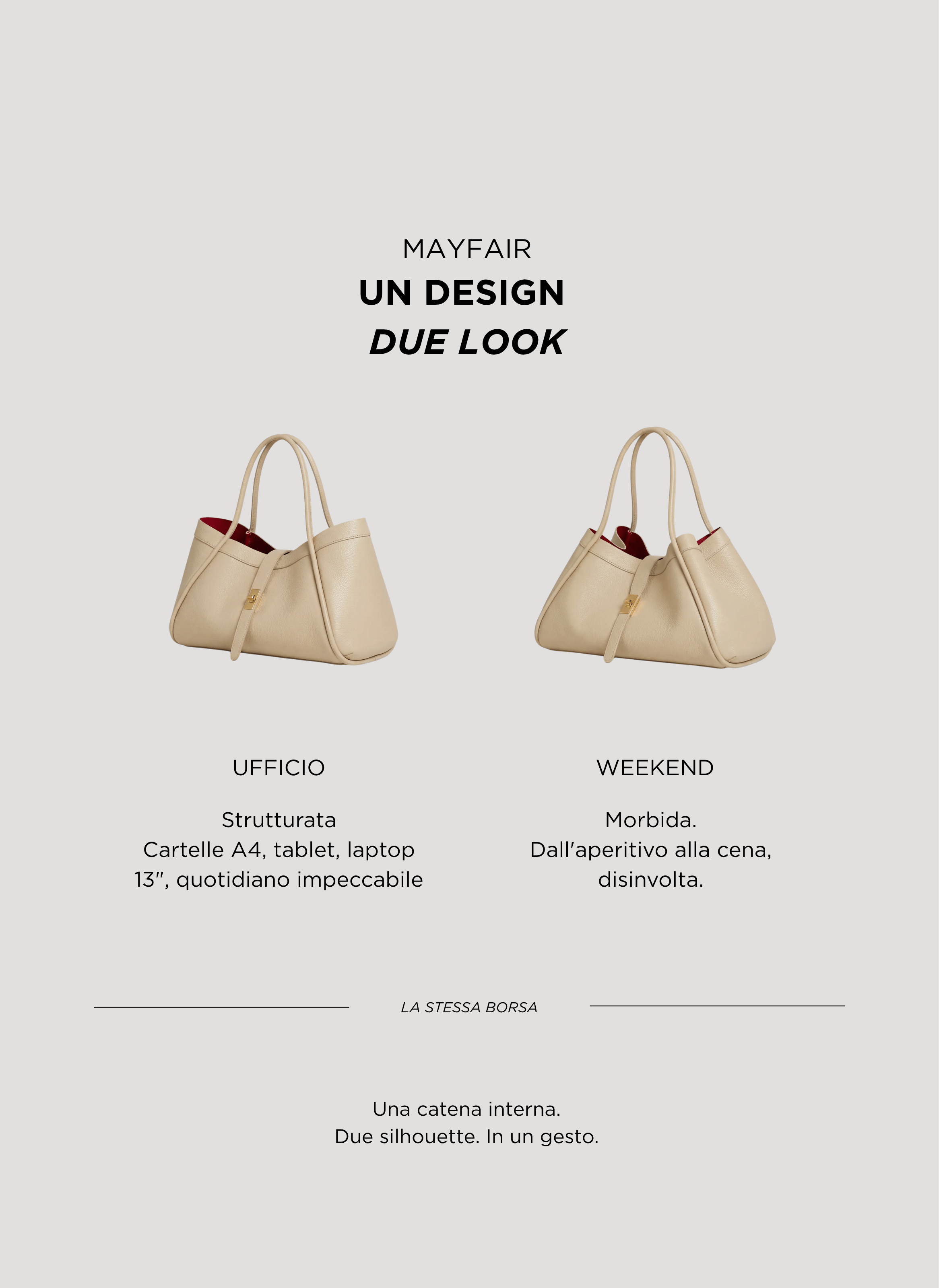 Borsa Mayfair in Pelle Togo Crema - Voemièn
