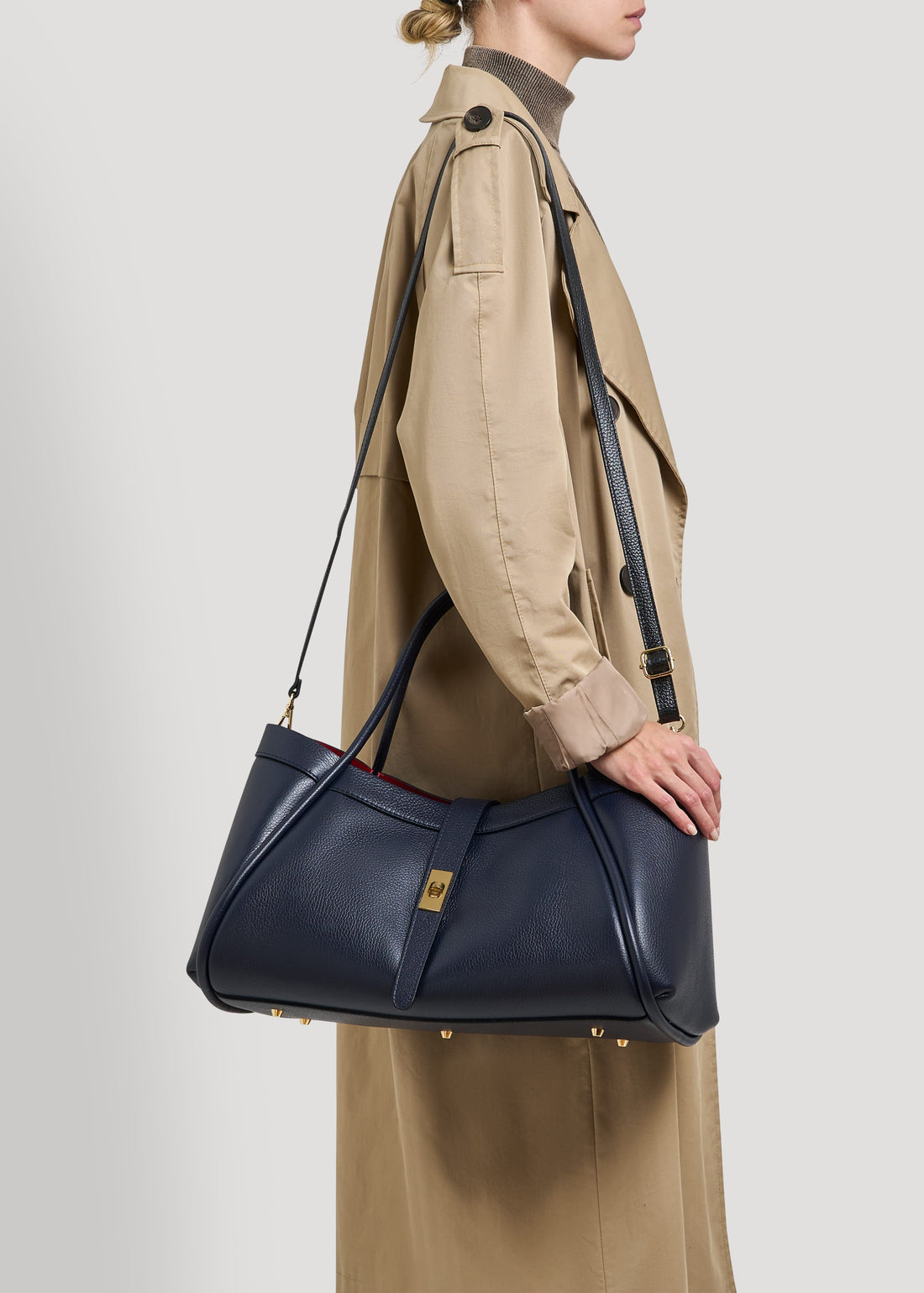 Borsa Mayfair in Pelle Togo Blu Navy - Voemièn