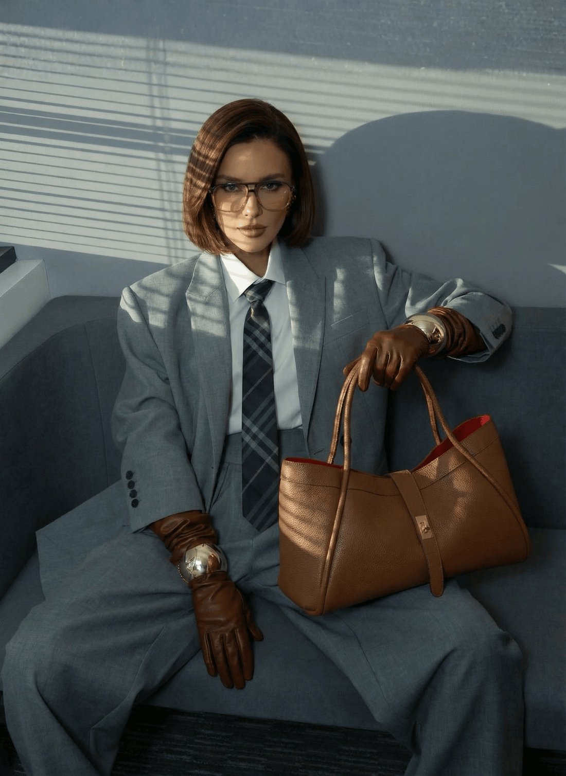 Borsa Mayfair in Pelle Togo Cuoio - Voemièn