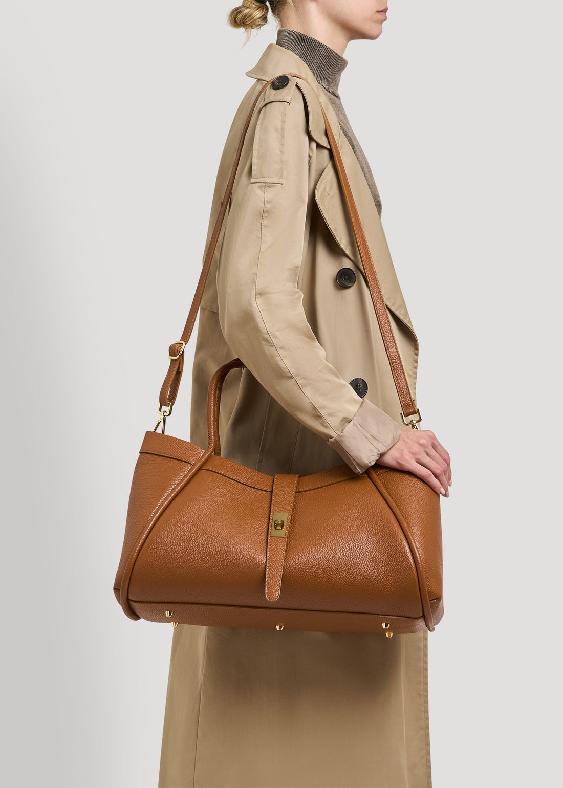 Borsa Mayfair in Pelle Togo Cuoio - Voemièn