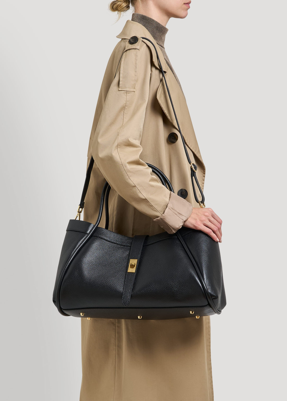 Borsa Mayfair in Pelle Togo Nera - Voemièn