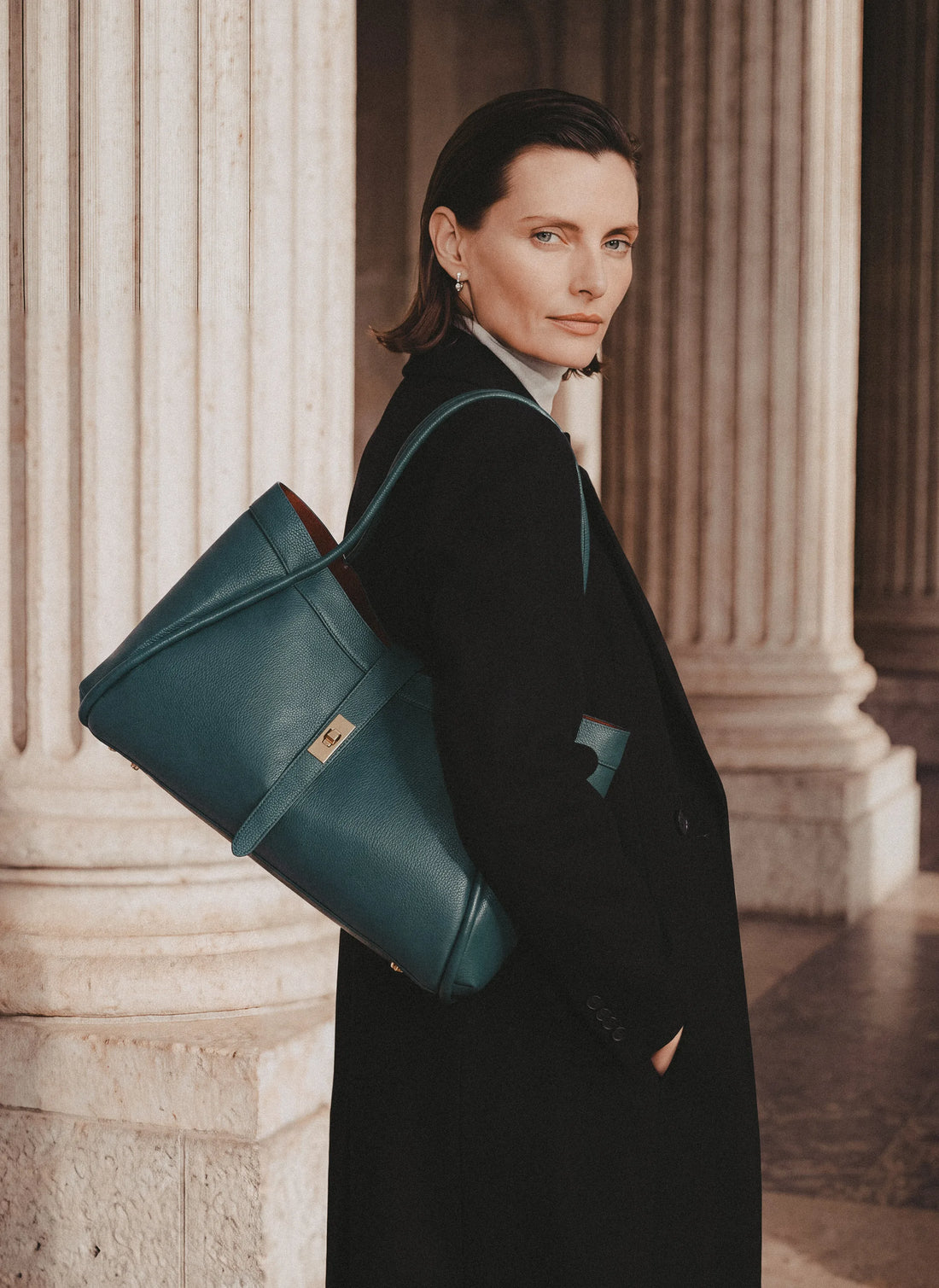 Borsa Mayfair in Pelle Togo Petrolio
