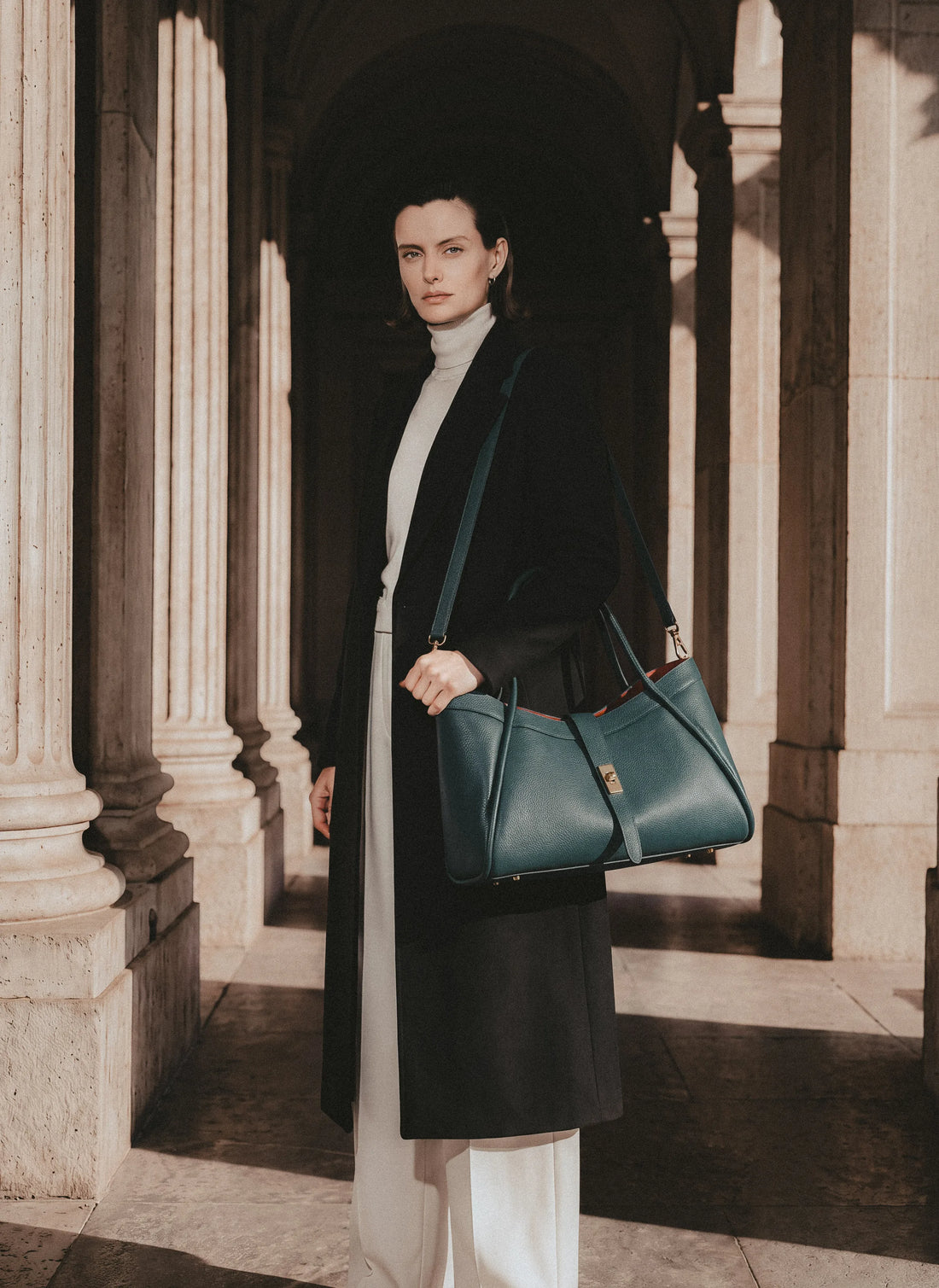 Borsa Mayfair in Pelle Togo Petrolio