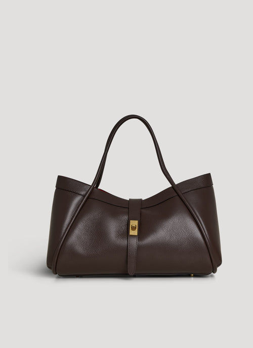 Borsa Mayfair in Pelle Togo Testa di moro