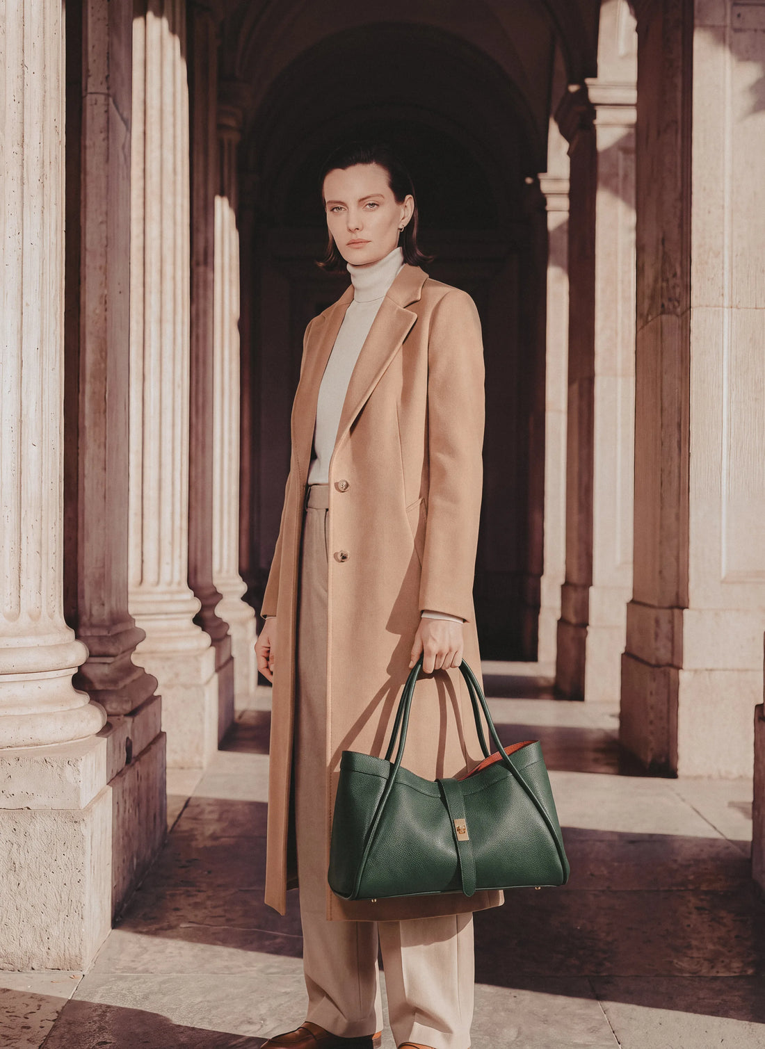 Borsa Mayfair in Pelle Togo Verde Bosco