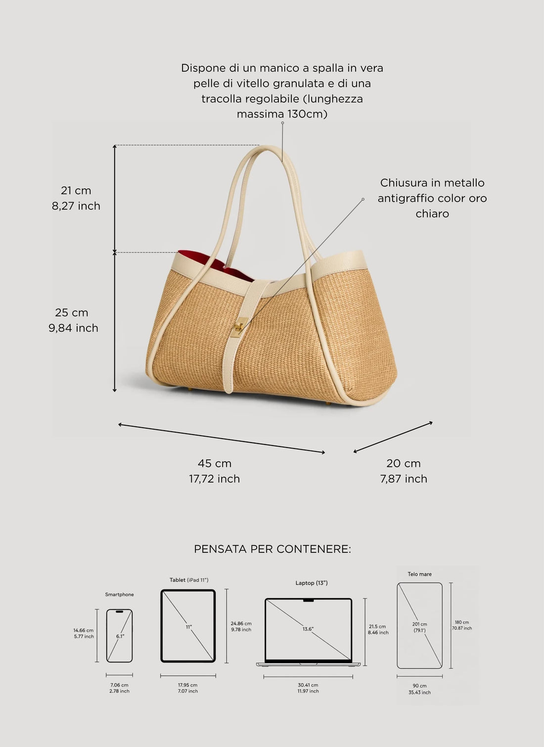 Borsa Mayfair in pelle e Rafia Crema - Voemièn