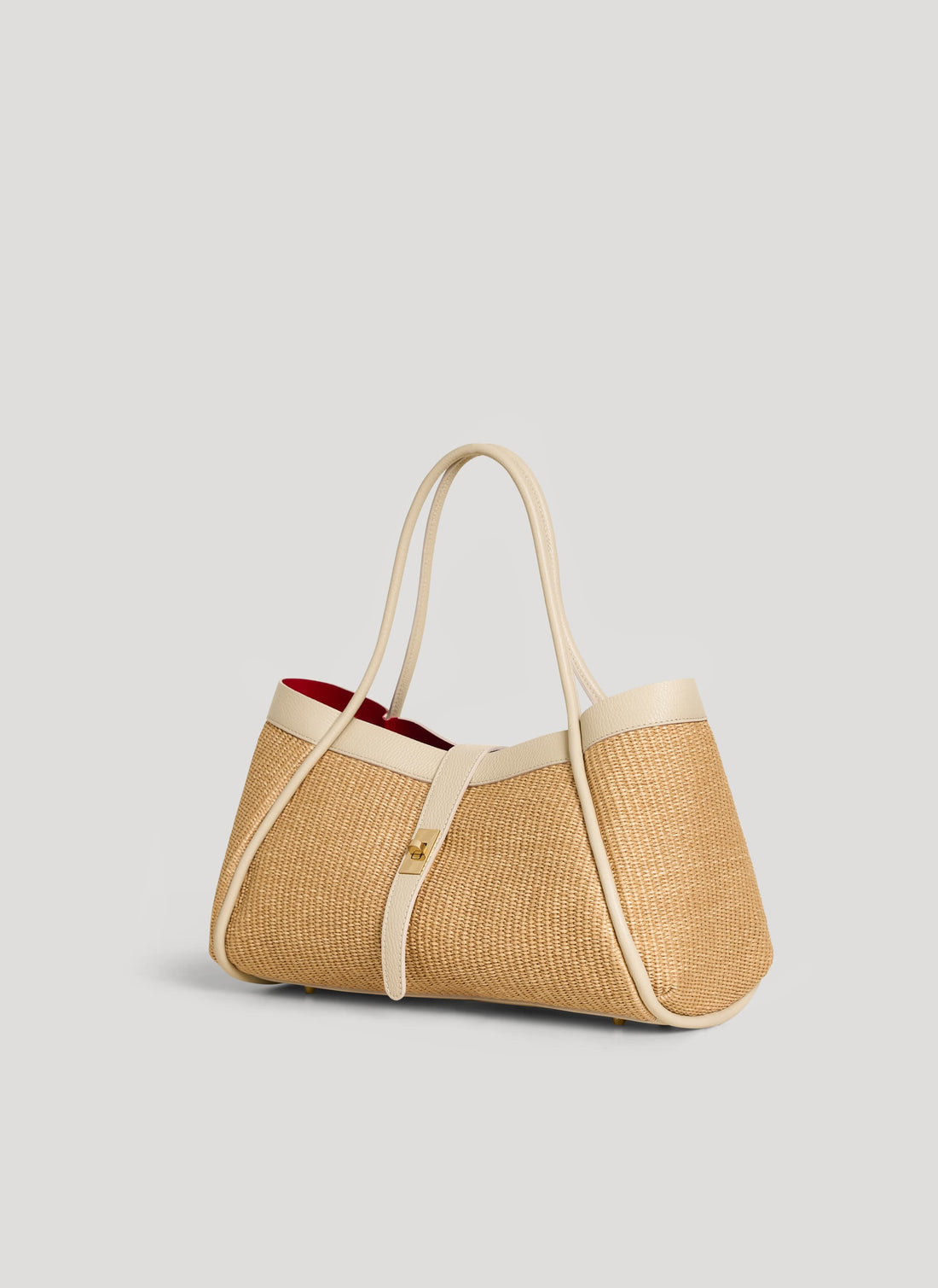 Borsa Mayfair in pelle e Rafia Crema - Voemièn