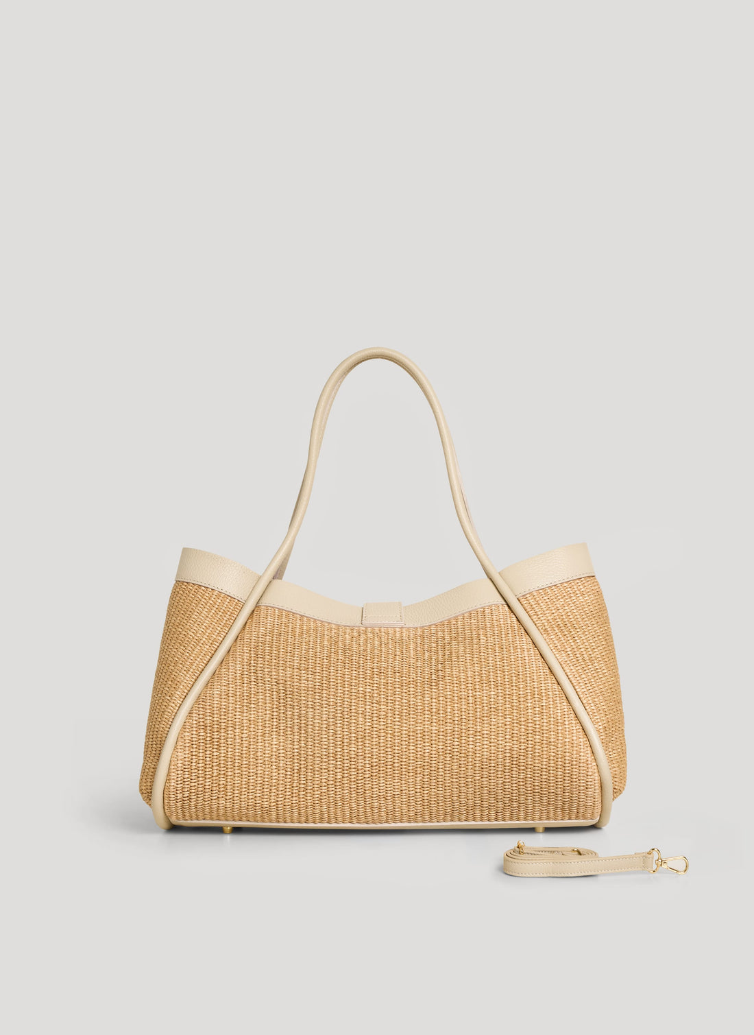 Borsa Mayfair in pelle e Rafia Crema - Voemièn