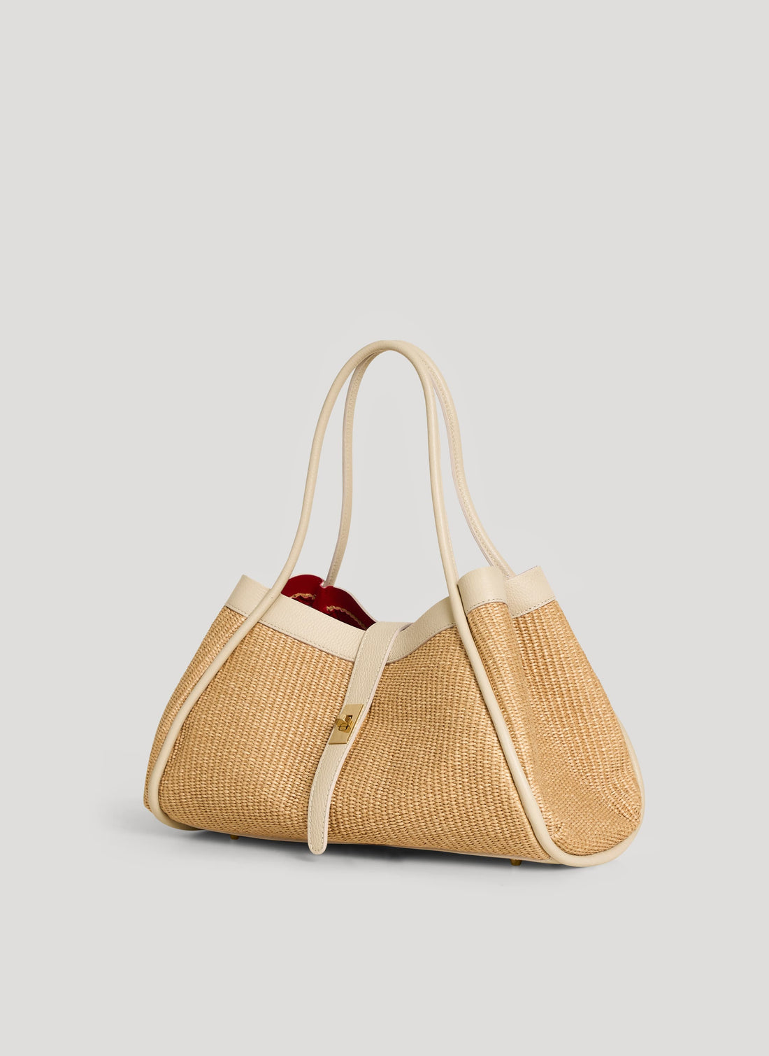 Borsa Mayfair in pelle e Rafia Crema - Voemièn