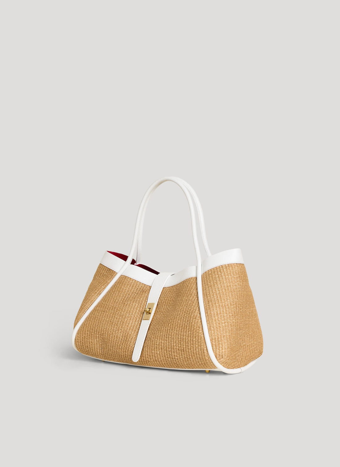 Borsa Mayfair in pelle e Rafia Bianca - Voemièn