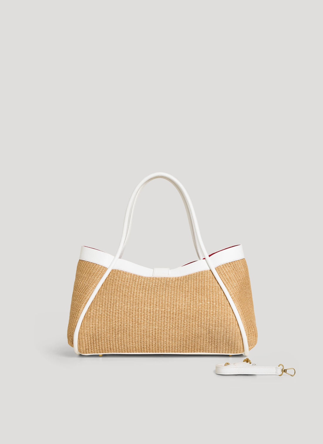 Borsa Mayfair in pelle e Rafia Bianca - Voemièn