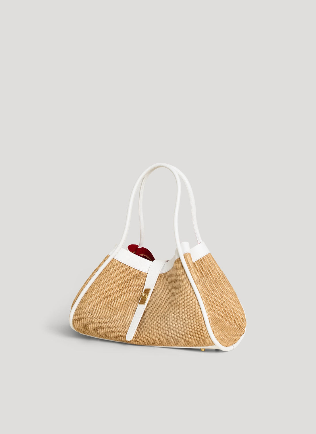 Borsa Mayfair in pelle e Rafia Bianca - Voemièn