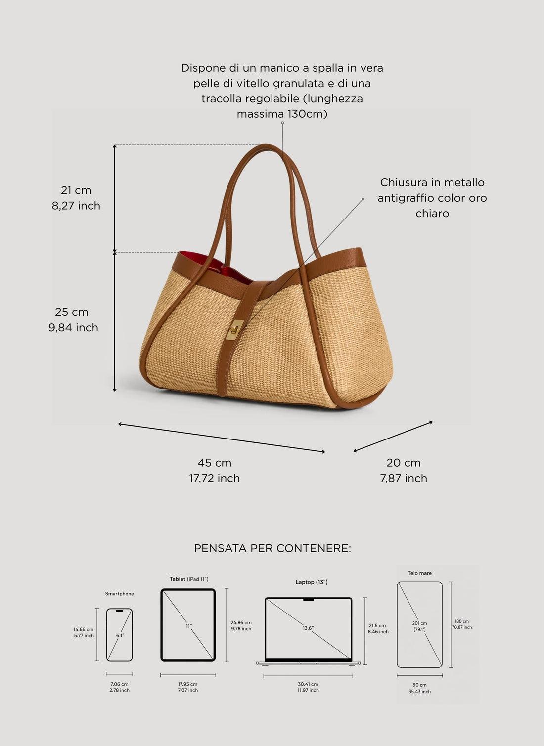 Borsa Mayfair in pelle e Rafia Cuoio - Voemièn