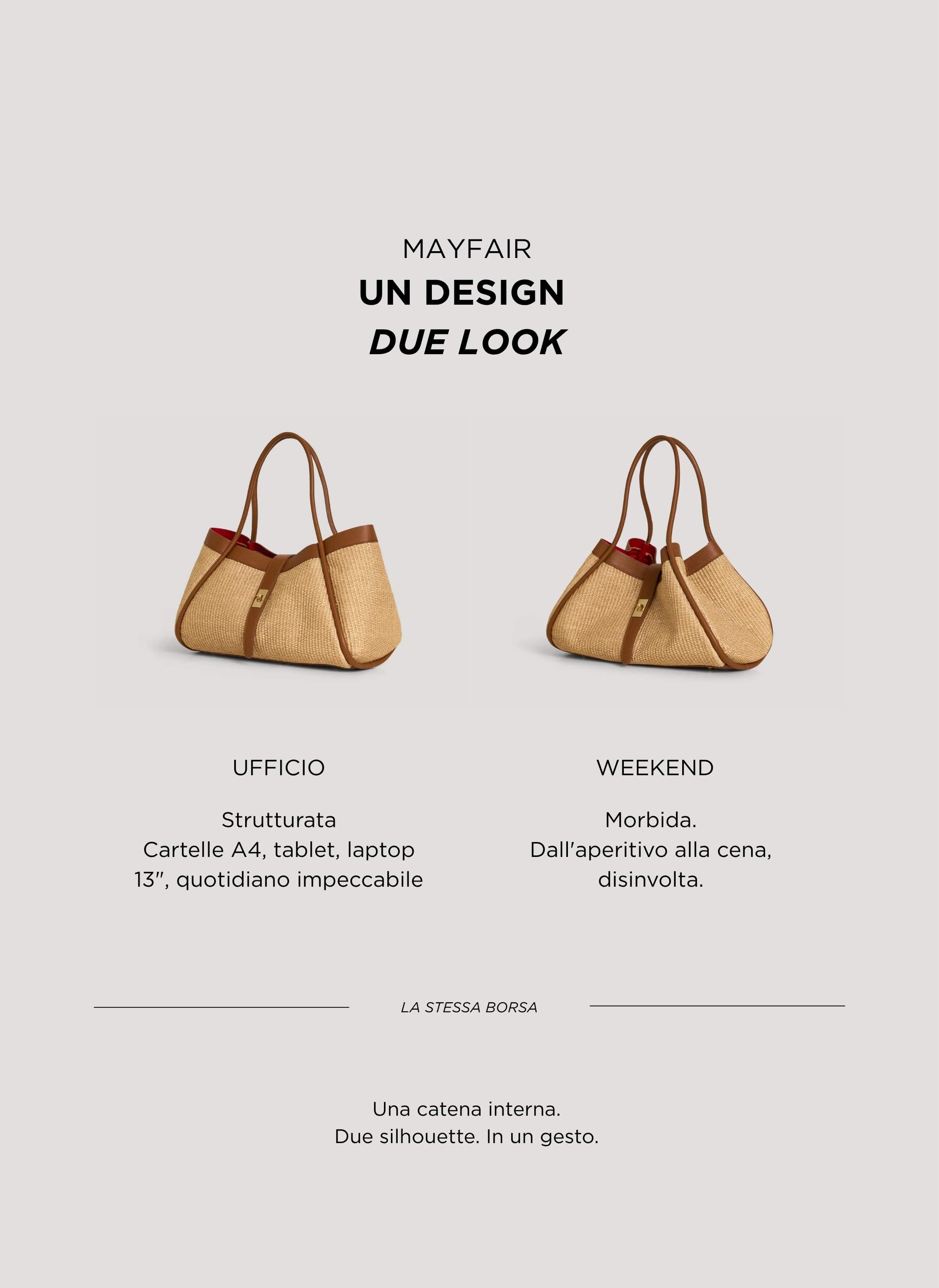 Borsa Mayfair in pelle e Rafia Cuoio - Voemièn
