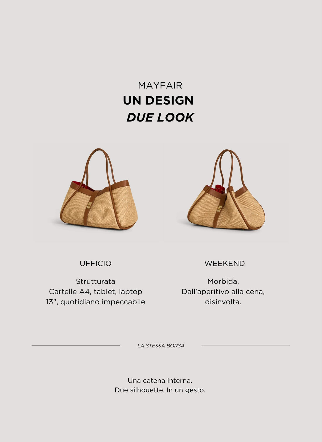 Borsa Mayfair in pelle e Rafia Cuoio - Voemièn
