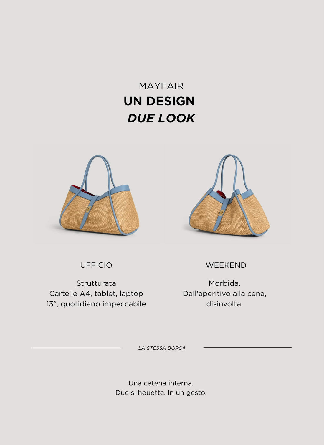 Borsa Mayfair in pelle e Rafia Denim - Voemièn