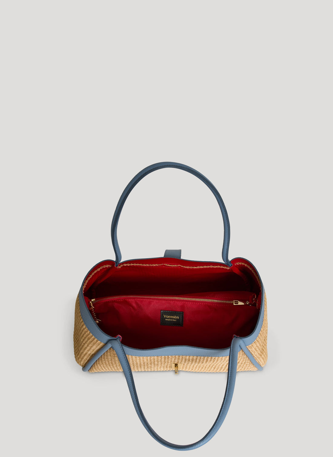 Borsa Mayfair in pelle e Rafia Denim - Voemièn