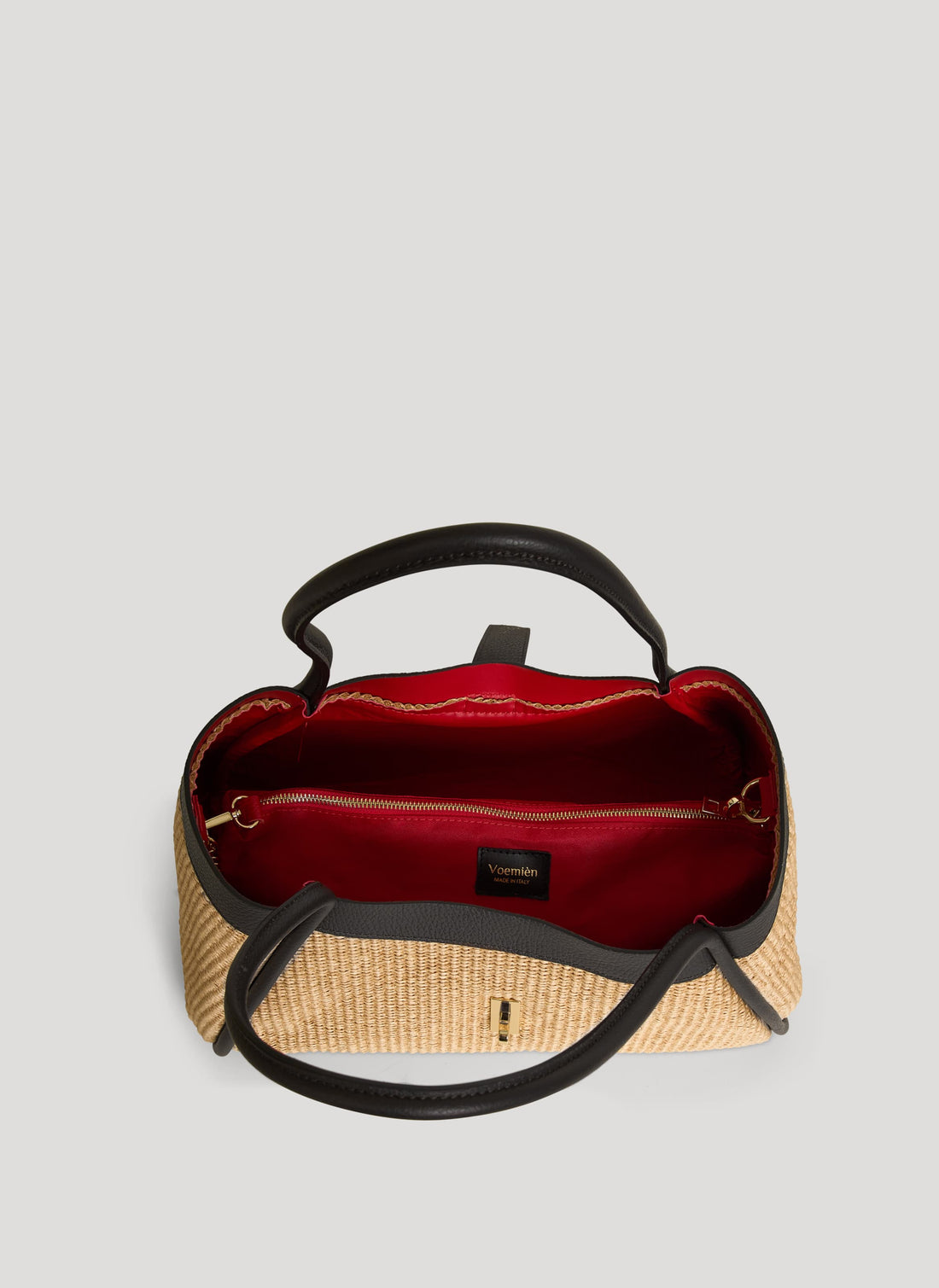 Borsa Mayfair in pelle e Rafia Nera - Voemièn