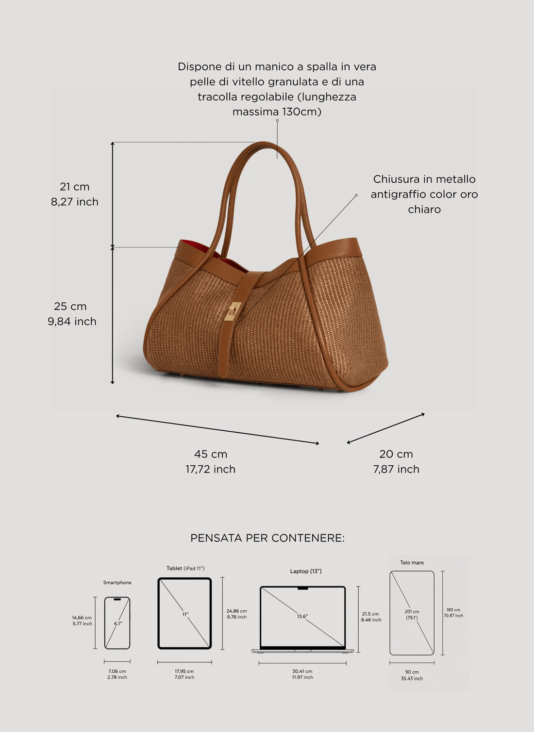Borsa Mayfair in Pelle e Rafia Limited Edition Cuoio - Voemièn
