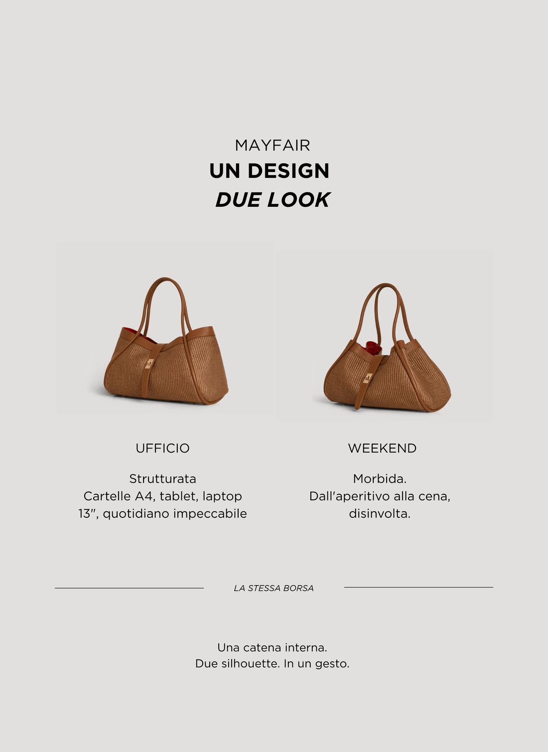 Borsa Mayfair in Pelle e Rafia Limited Edition Cuoio - Voemièn
