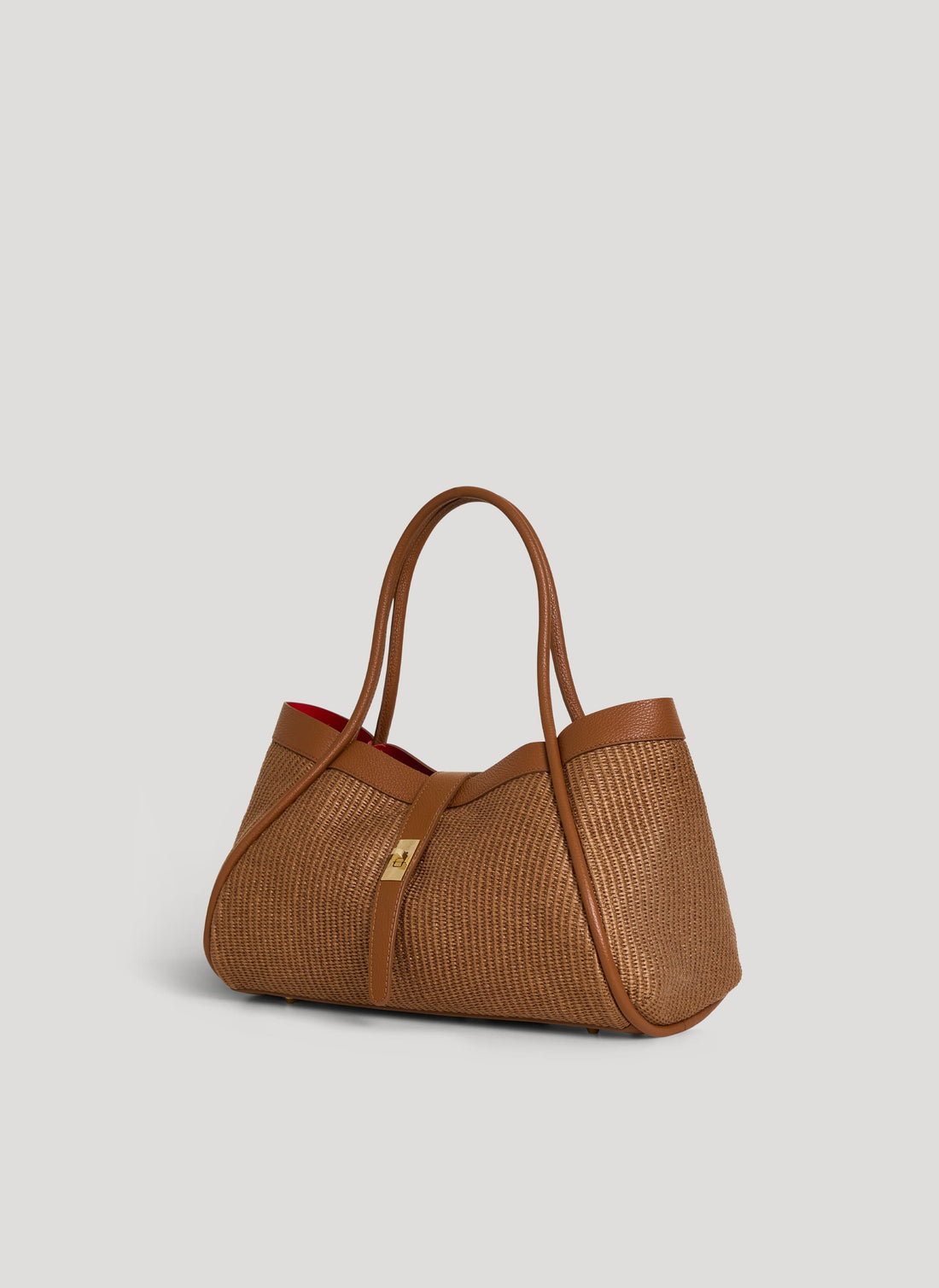 Borsa Mayfair in Pelle e Rafia Limited Edition Cuoio - Voemièn