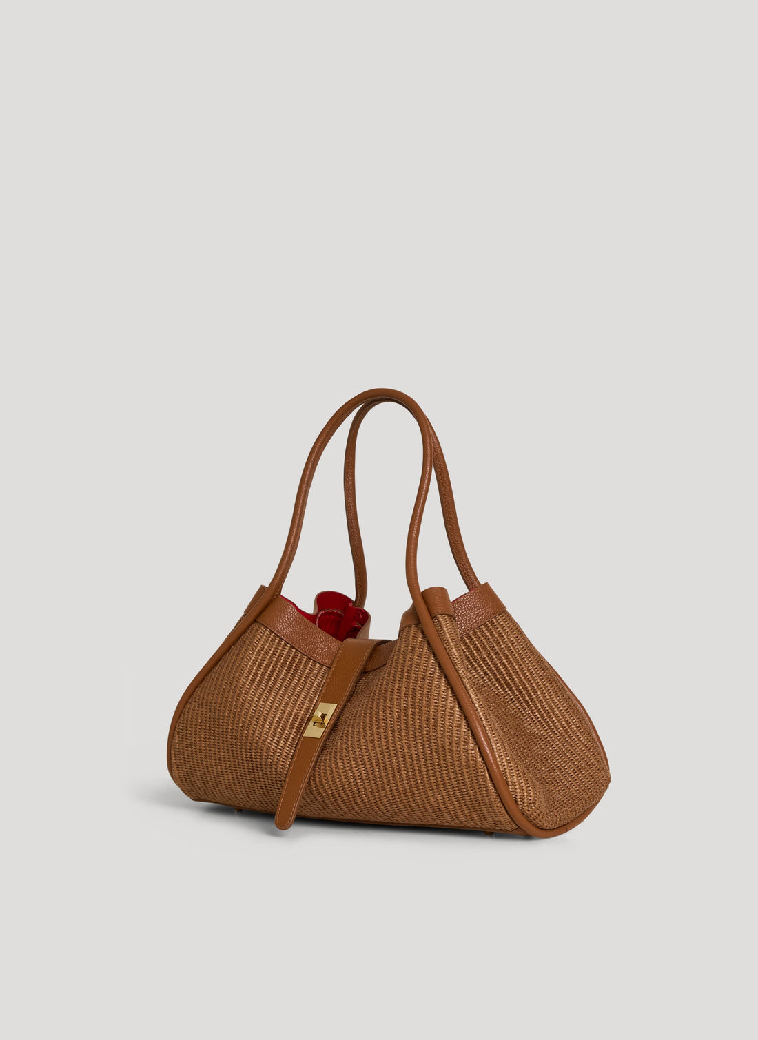 Borsa Mayfair in Pelle e Rafia Limited Edition Cuoio - Voemièn