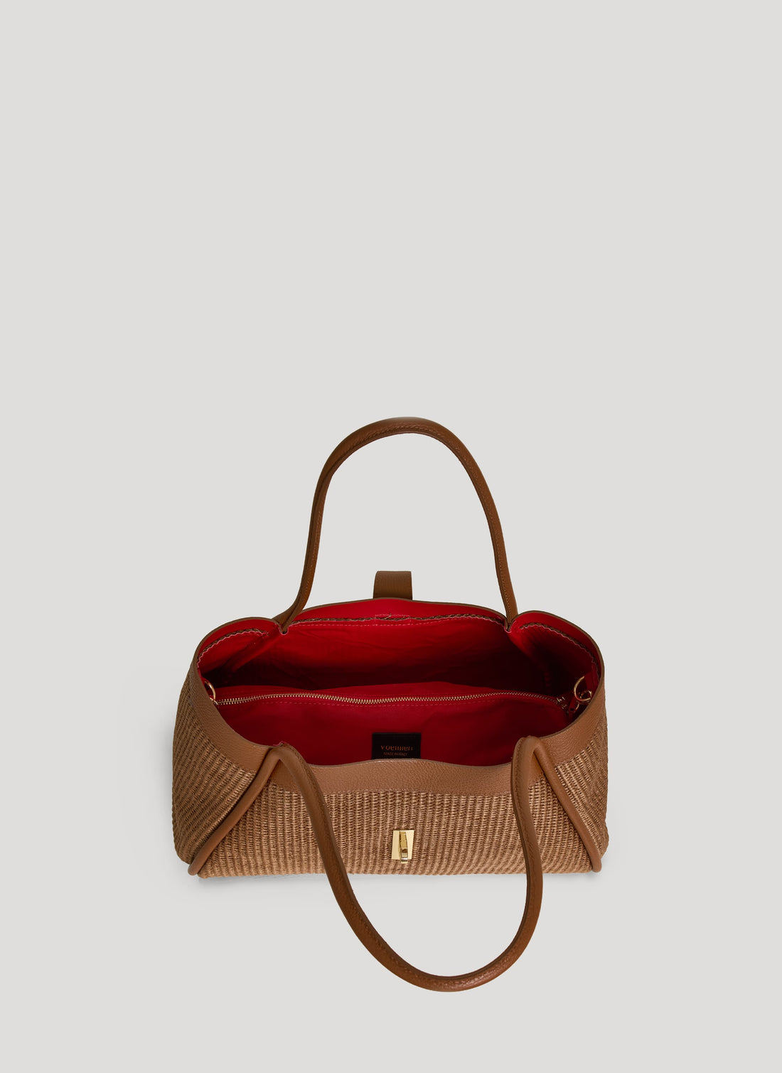 Borsa Mayfair in Pelle e Rafia Limited Edition Cuoio - Voemièn