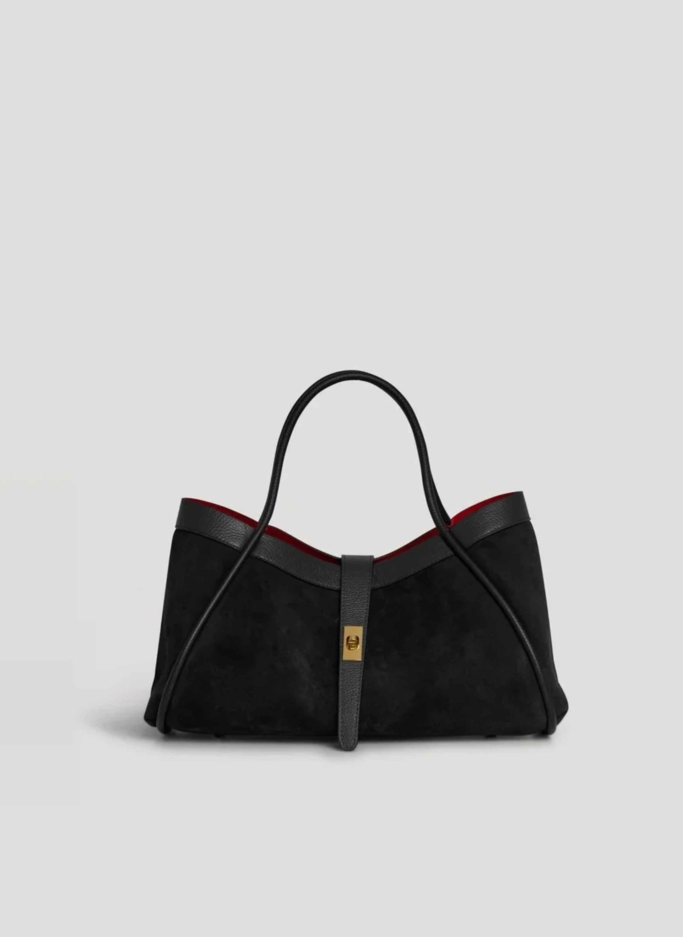 Borsa Mayfair Media in Camoscio e Pelle Togo Nera