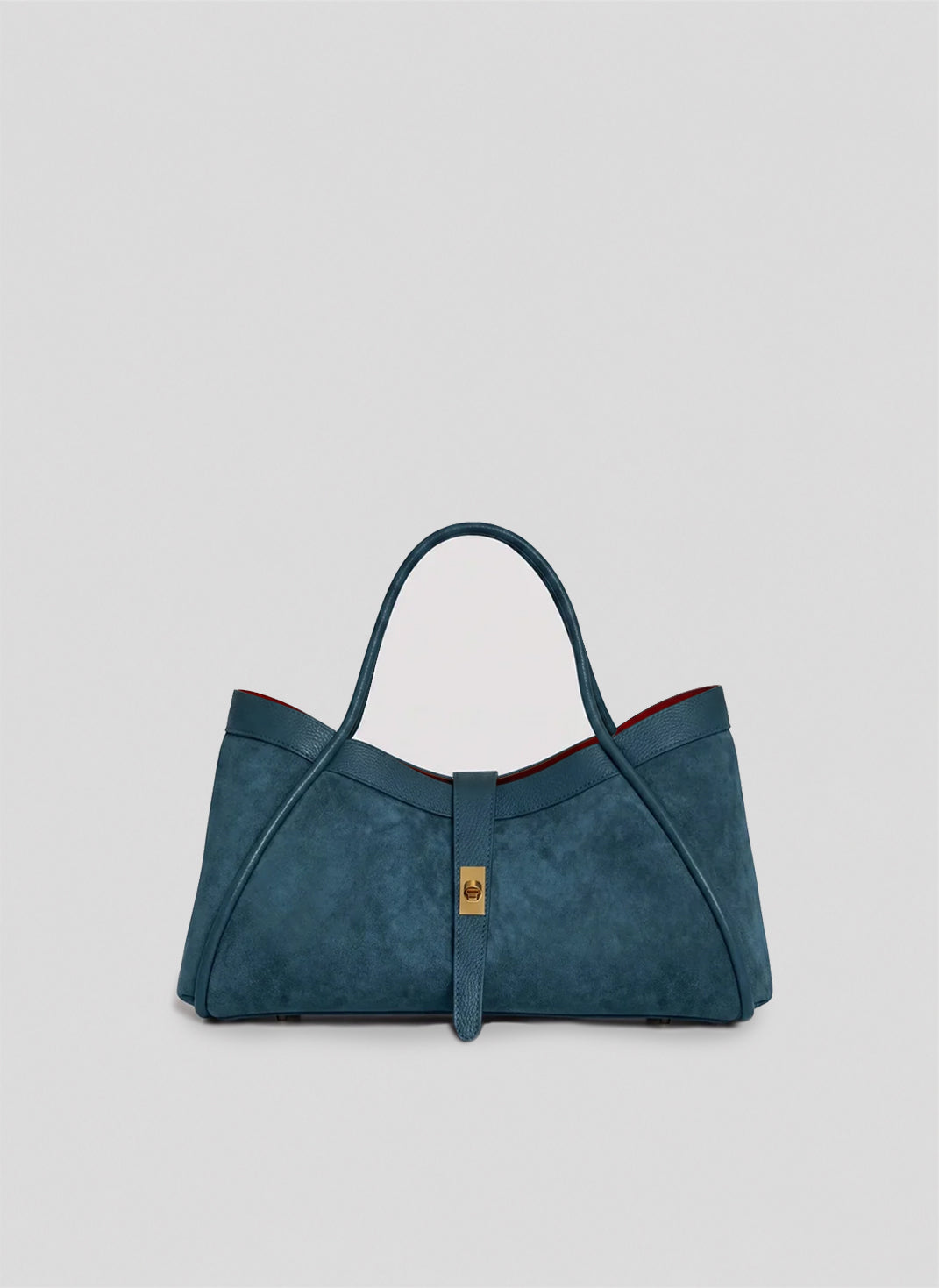 Borsa Mayfair Media in Camoscio e Pelle Togo Petrolio