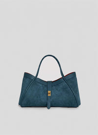 Borsa Mayfair Media in Camoscio e Pelle Togo Petrolio