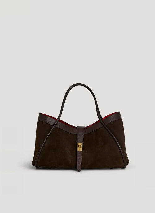 Borsa Mayfair Media in Camoscio e Pelle Togo Testa di Moro