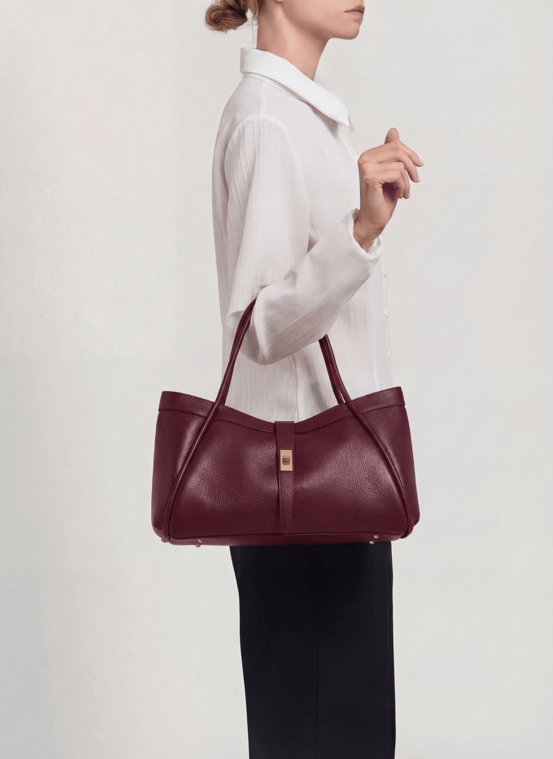 Borsa Mayfair Micro in Pelle Togo Borgogna - Voemièn