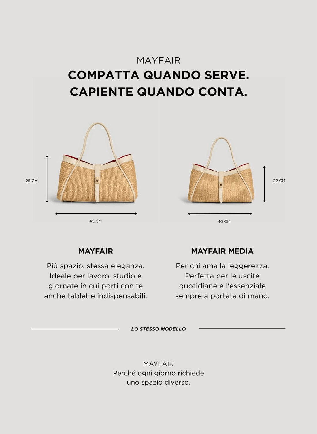 Borsa Mayfair Media in pelle e Rafia Crema - Voemièn
