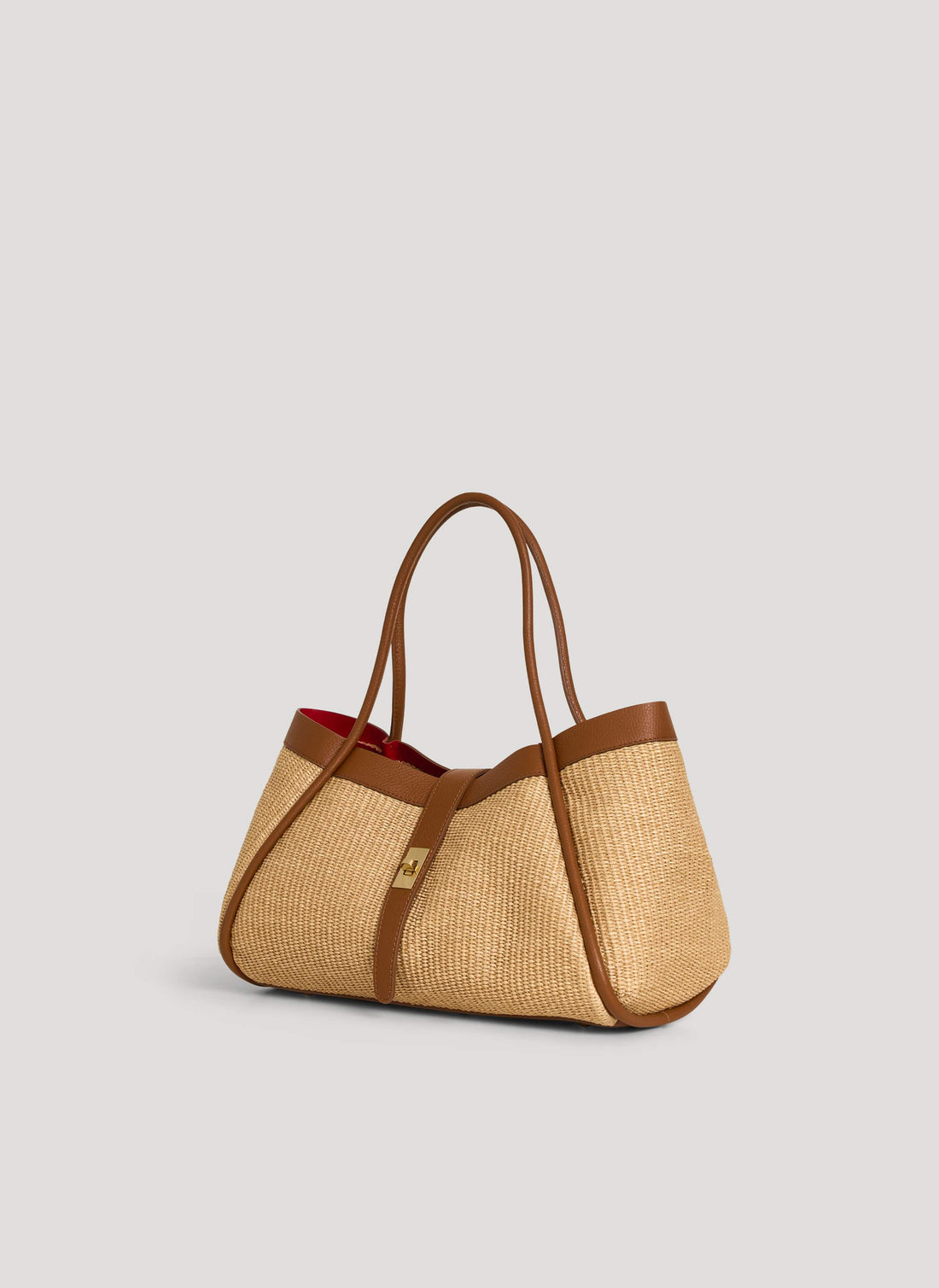 Borsa Mayfair Media in pelle e Rafia Cuoio - Voemièn