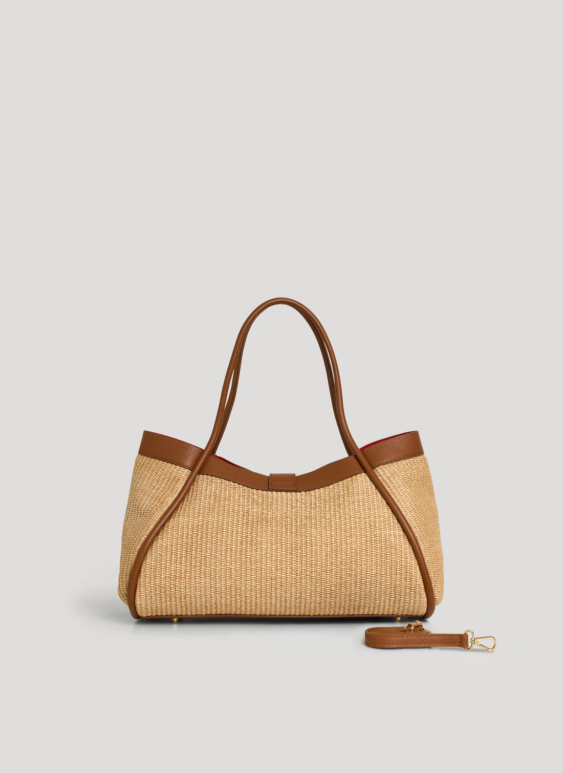 Borsa Mayfair Media in pelle e Rafia Cuoio - Voemièn