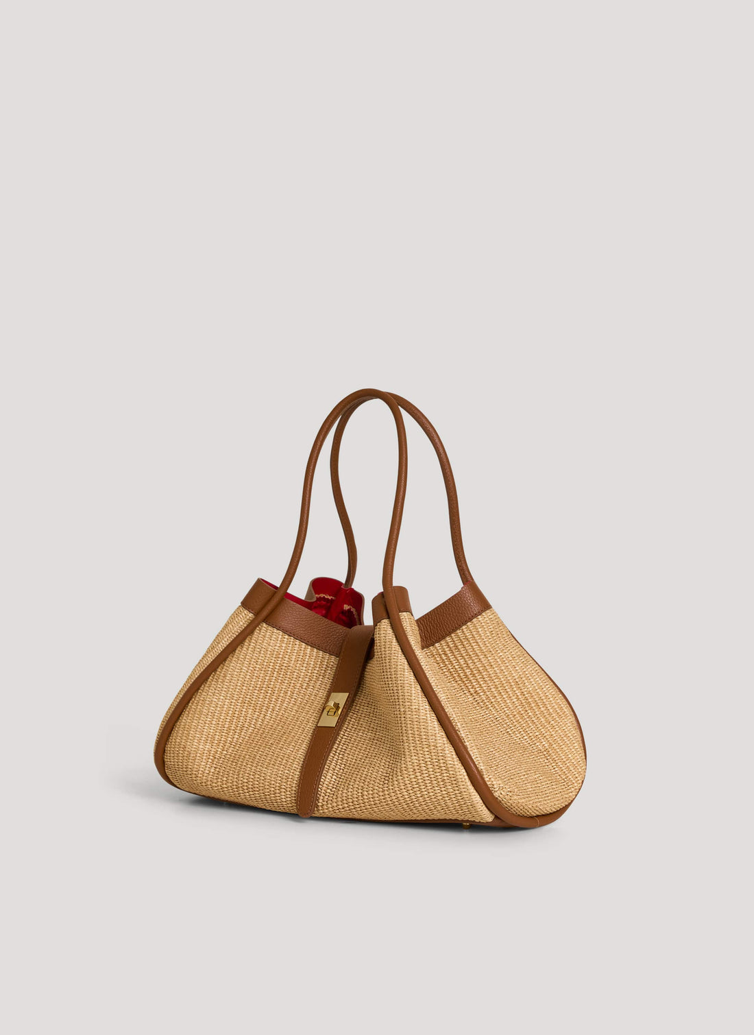 Borsa Mayfair Media in pelle e Rafia Cuoio - Voemièn