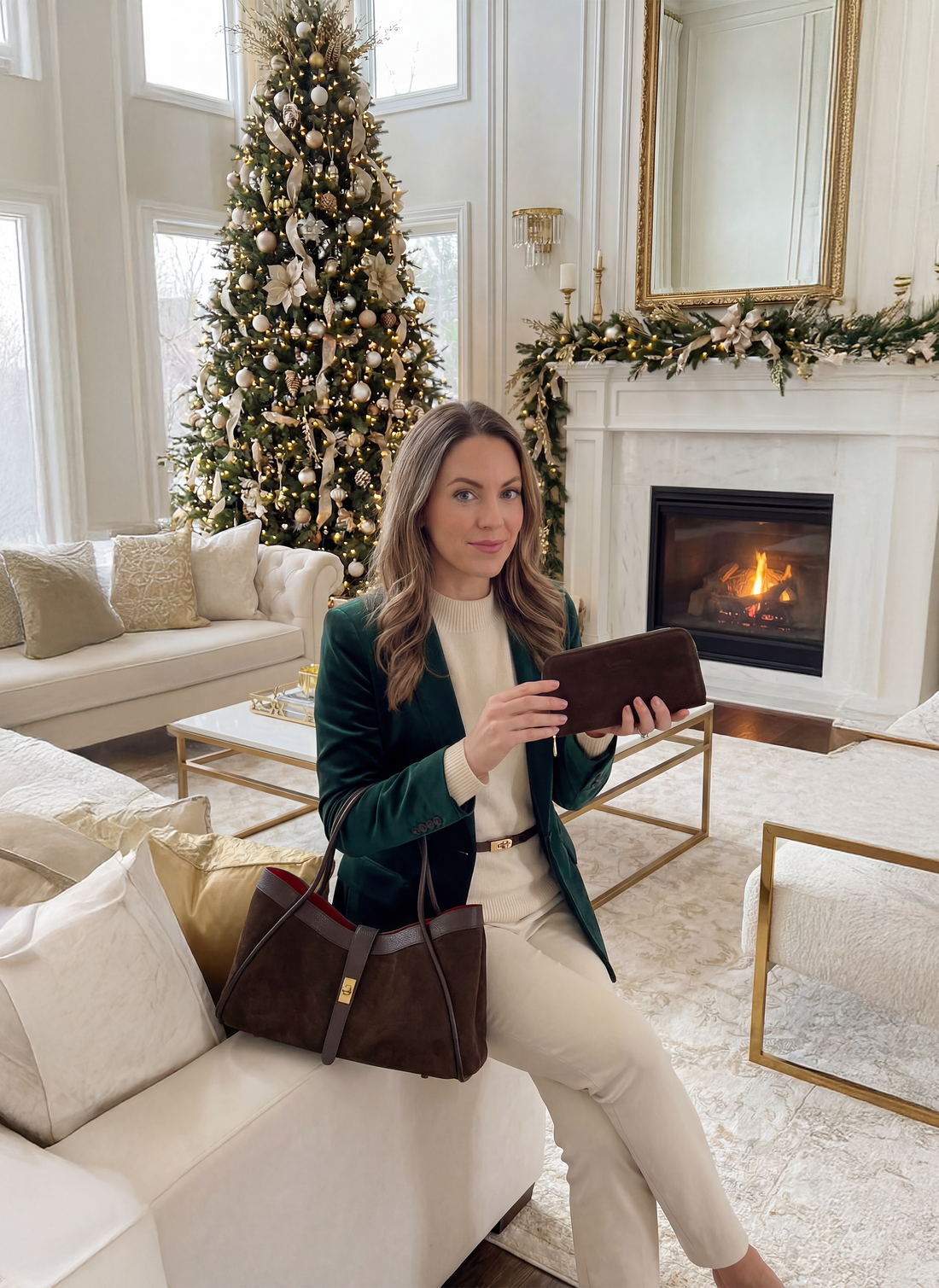 Set Mayfair Camoscio e pelle Testa di moro